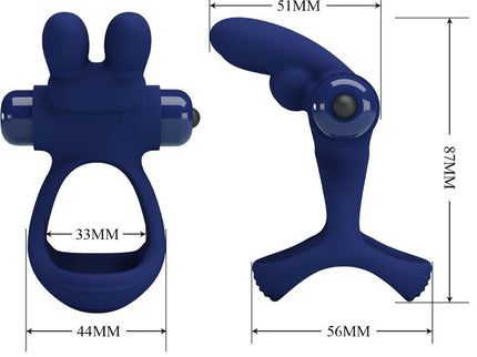PRETTY LOVE - FRANCISCO DOUBLE VIBRATING RING RABBIT BLUE