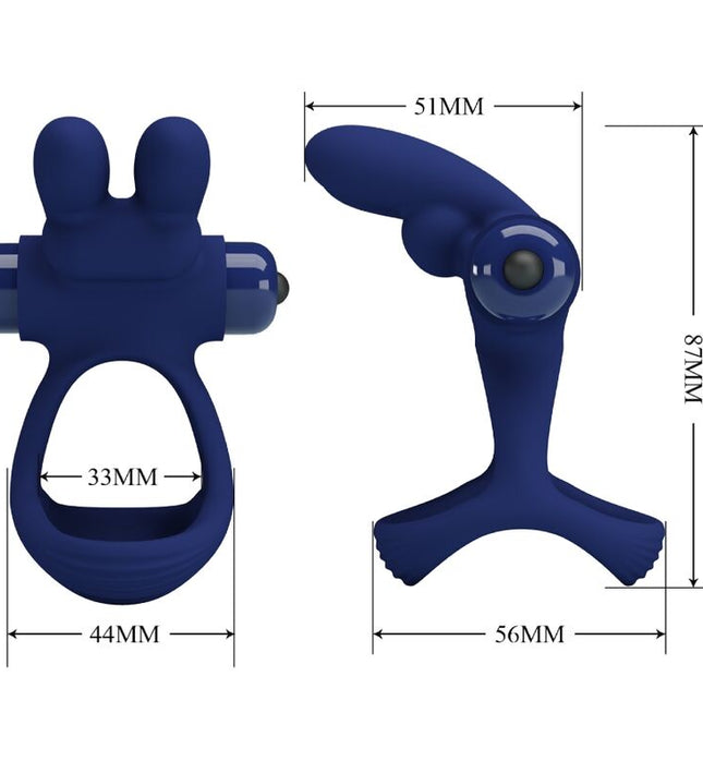 PRETTY LOVE - FRANCISCO DOUBLE VIBRATING RING RABBIT BLUE
