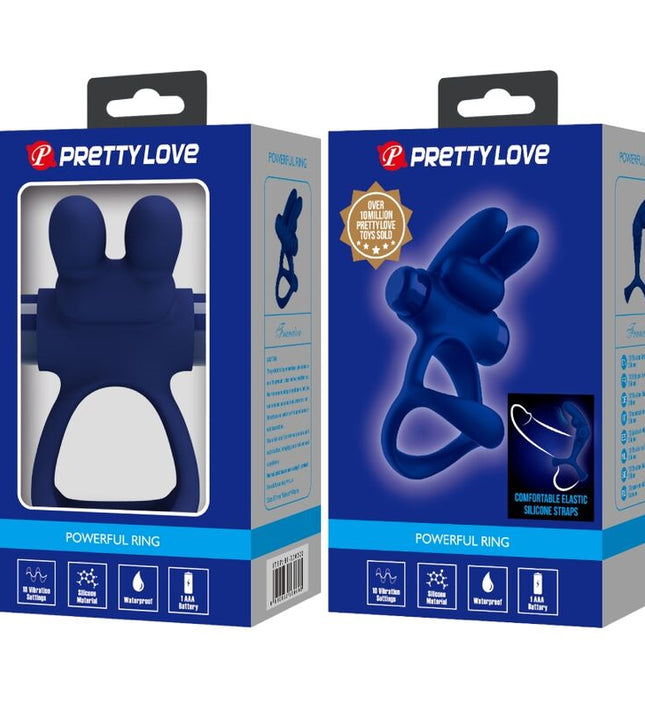 PRETTY LOVE - FRANCISCO DOUBLE VIBRATING RING RABBIT BLUE