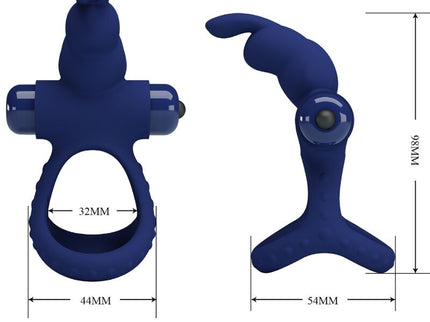 PRETTY LOVE - LUCHITO DOUBLE VIBRATING RING RABBIT BLUE