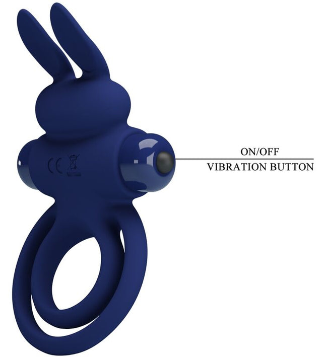 PRETTY LOVE - DAREY DOUBLE VIBRATING RING RABBIT BLUE