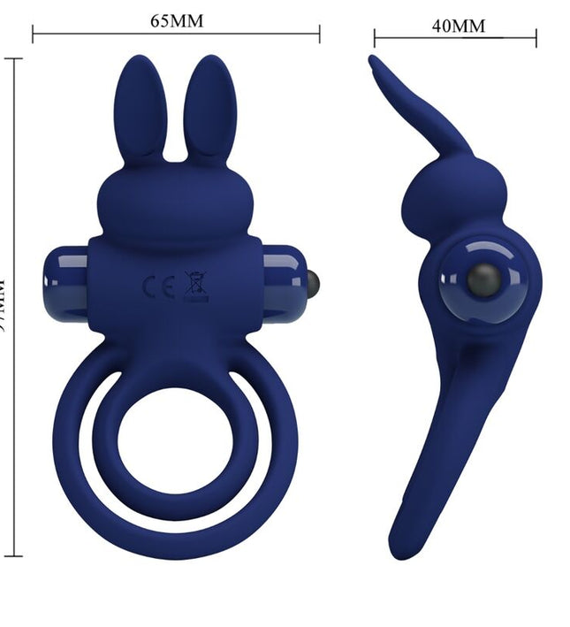 PRETTY LOVE - DAREY DOUBLE VIBRATING RING RABBIT BLUE