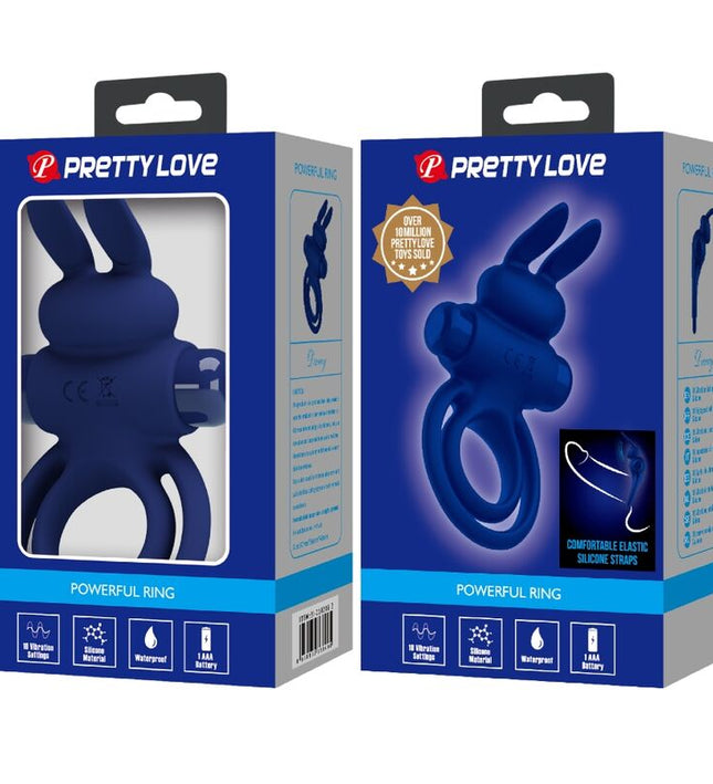 PRETTY LOVE - DAREY DOUBLE VIBRATING RING RABBIT BLUE