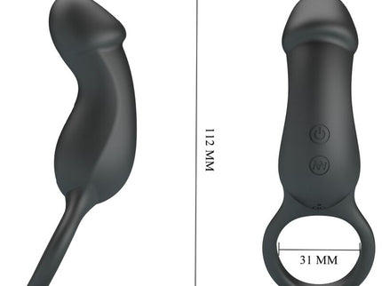 PRETTY LOVE - TRAE VIBRATING BLACK RING WITH STIMULATOR