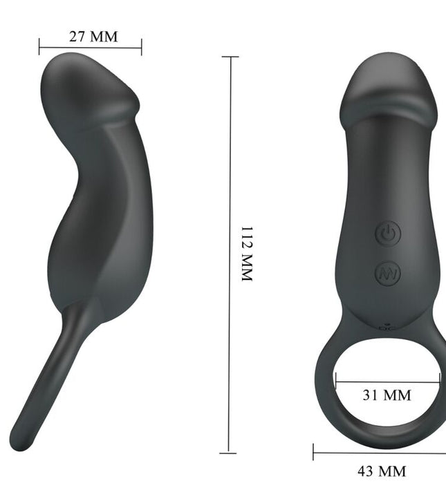 PRETTY LOVE - TRAE VIBRATING BLACK RING WITH STIMULATOR