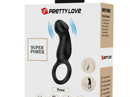 PRETTY LOVE - TRAE VIBRATING BLACK RING WITH STIMULATOR