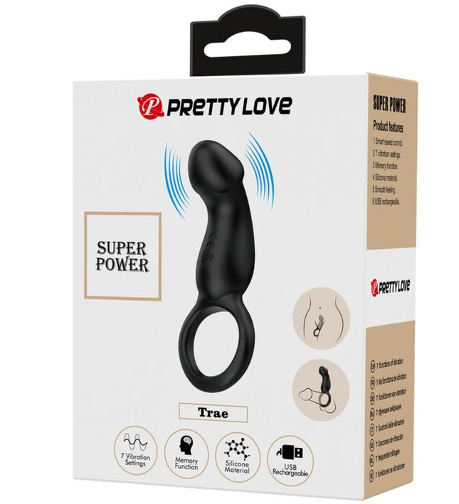 PRETTY LOVE - TRAE VIBRATING BLACK RING WITH STIMULATOR