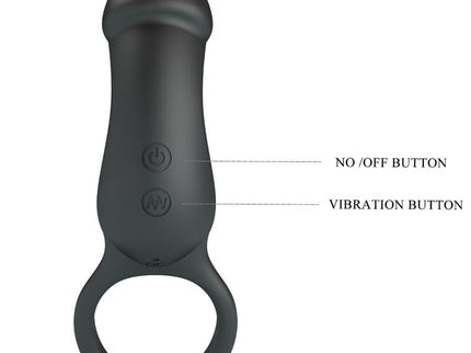 PRETTY LOVE - TRAE VIBRATING BLACK RING WITH STIMULATOR