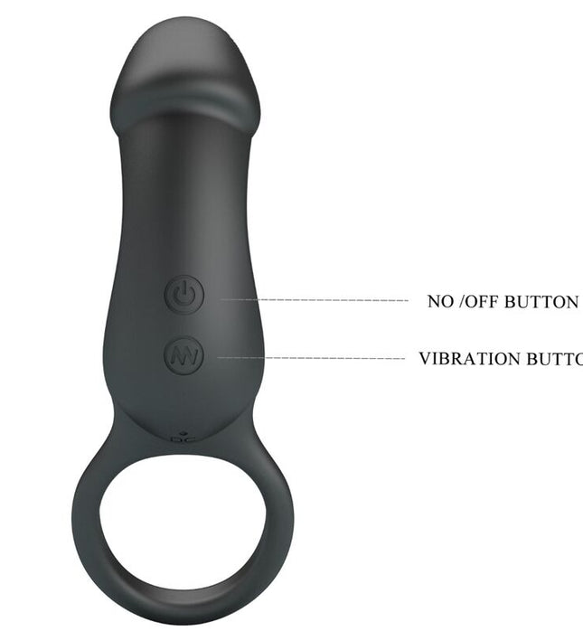 PRETTY LOVE - TRAE VIBRATING BLACK RING WITH STIMULATOR