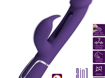 PRETTY LOVE - KAMPAS RABBIT 3 IN 1 MULTIFUNCTION VIBRATOR WITH TONGUE VIOLET