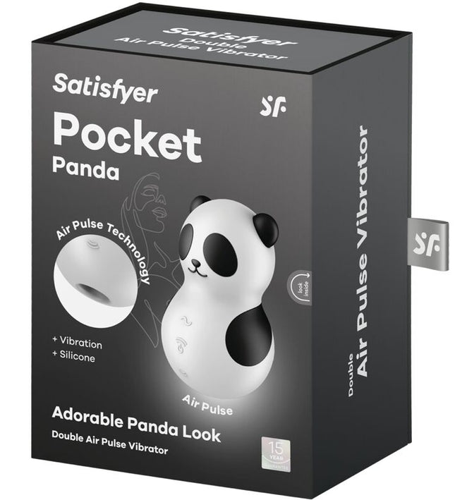 SATISFYER - POCKET PANDA STIMULATOR & VIBRATOR BLACK AND WHITE