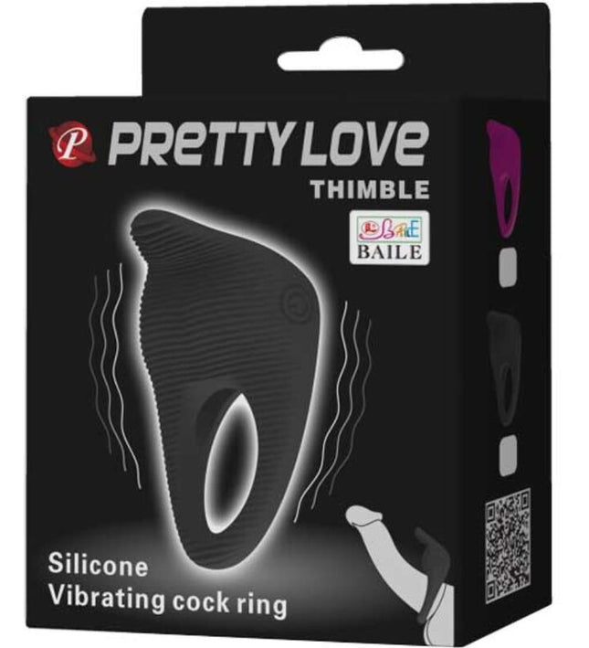 PRETTY LOVE - THIMBLE VIBRATOR RING BLACK