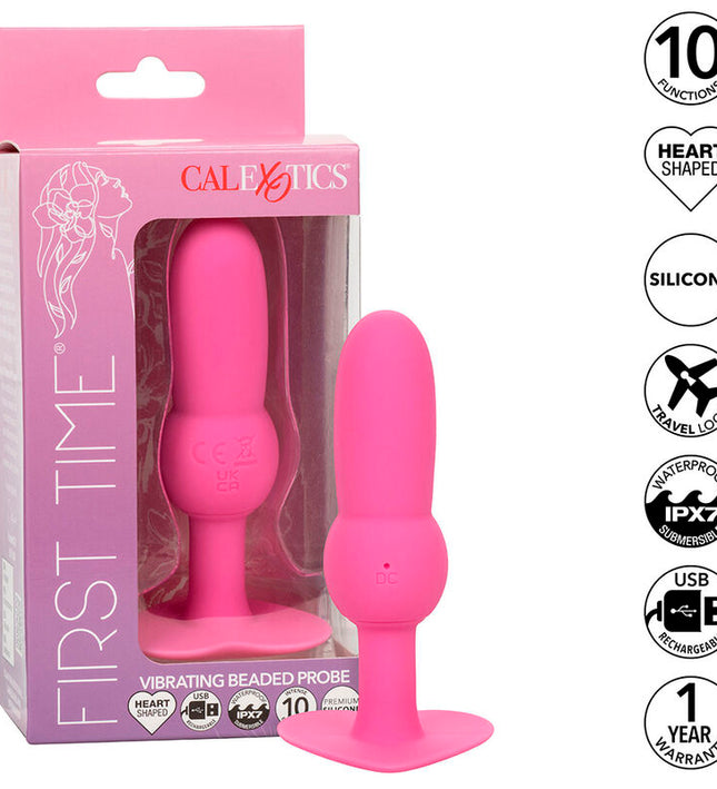 CALEXOTICS - FIRST TIME ANAL PLUG BEADED PROBE 10 VIBRATIONS PINK