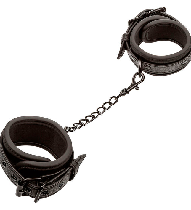 CALEXOTICS - NOCTURNAL LEATHER WRIST CUFFS ADJUSTABLE BLACK