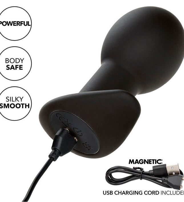 CALEXOTICS - ROCK BOTTOM ANAL PLUG 10 VIBRATIONS SILICONE BLACK