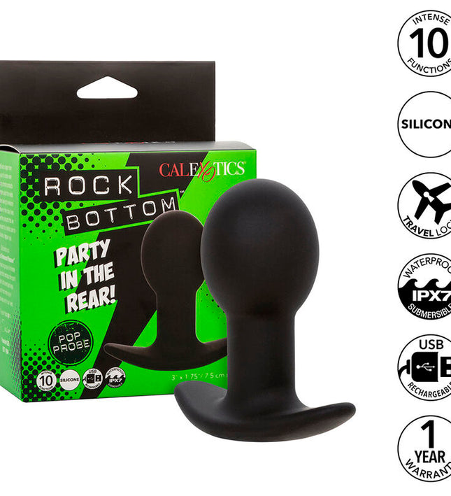 CALEXOTICS - ROCK BOTTOM ANAL PLUG 10 VIBRATIONS SILICONE BLACK