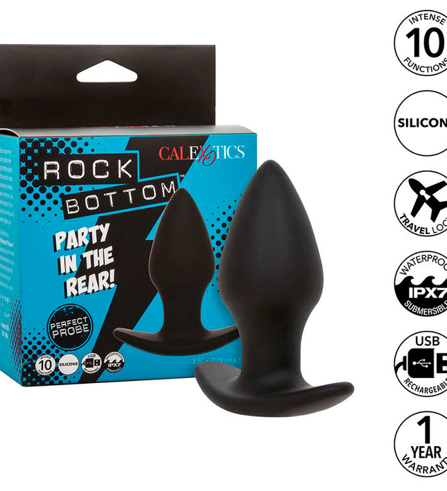 CALEXOTICS - ROCK BOTTOM PERFECT ANAL PLUG 10 VIBRATIONS SILICONE BLACK