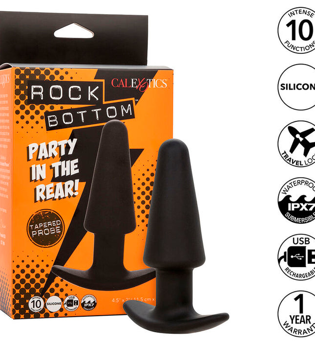CALEXOTICS - ROCK BOTTOM TAPERED ANAL PLUG 10 VIBRACIONES SILICONE BLACK