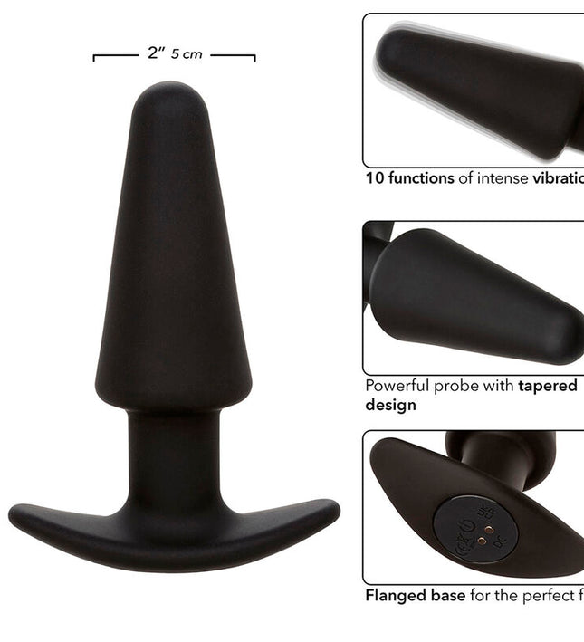 CALEXOTICS - ROCK BOTTOM TAPERED ANAL PLUG 10 VIBRACIONES SILICONE BLACK