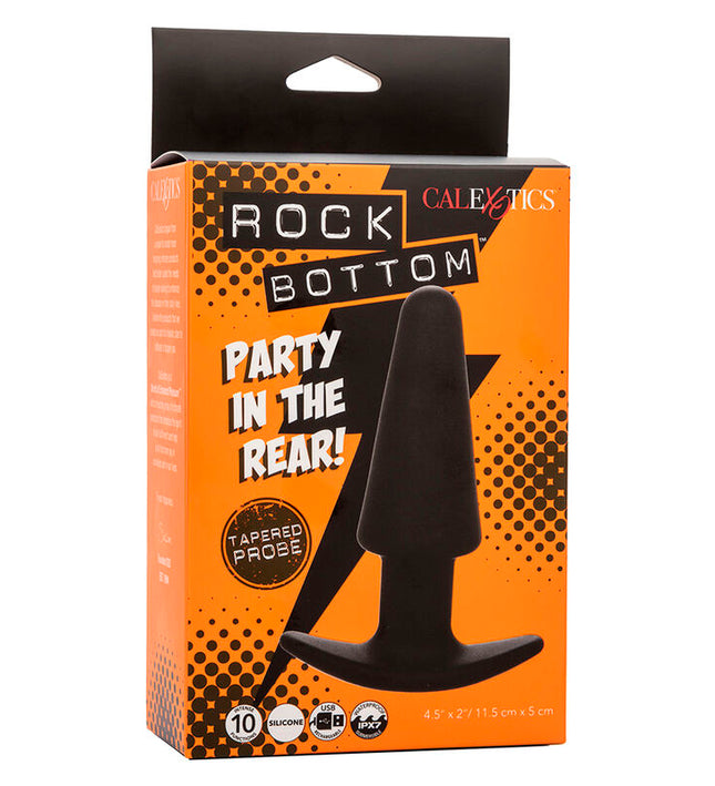 CALEXOTICS - ROCK BOTTOM TAPERED ANAL PLUG 10 VIBRACIONES SILICONE BLACK