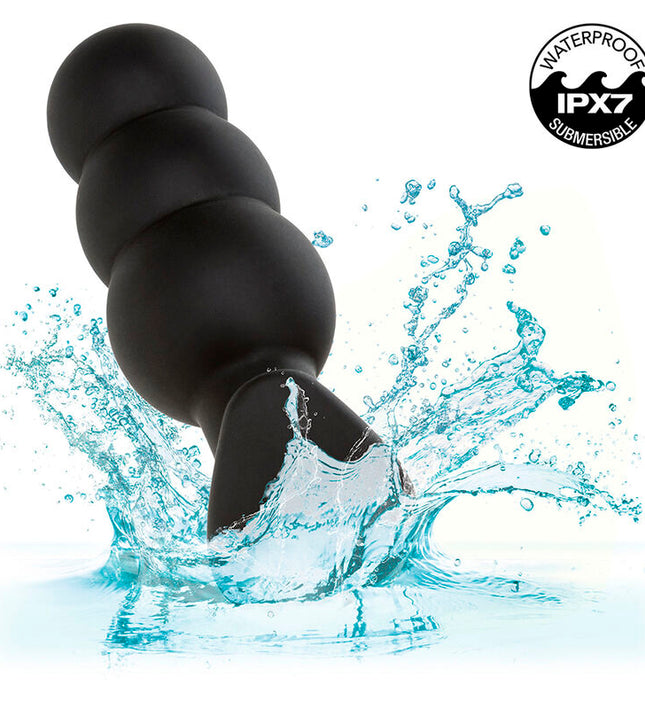 CALEXOTICS - ROCK BOTTOM BEADED ANAL PLUG 10 VIBRATIONS SILICONE BLACK