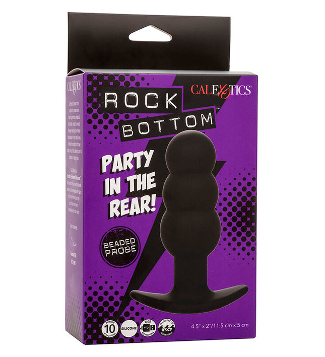 CALEXOTICS - ROCK BOTTOM BEADED ANAL PLUG 10 VIBRATIONS SILICONE BLACK