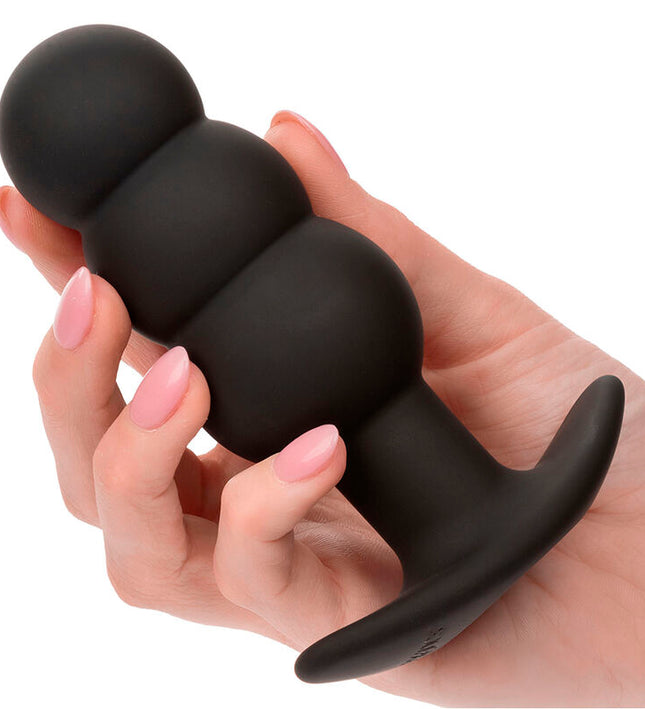 CALEXOTICS - ROCK BOTTOM BEADED ANAL PLUG 10 VIBRATIONS SILICONE BLACK