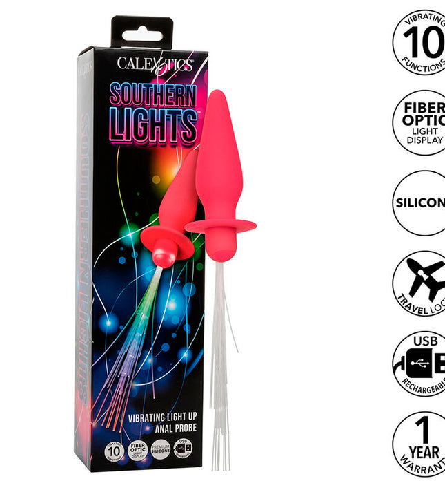 CALEXOTICS - SOUTHERN LIGHTS LIGHT UP ANAL PLUG 10 VIBRATIONS SILICONE PINK