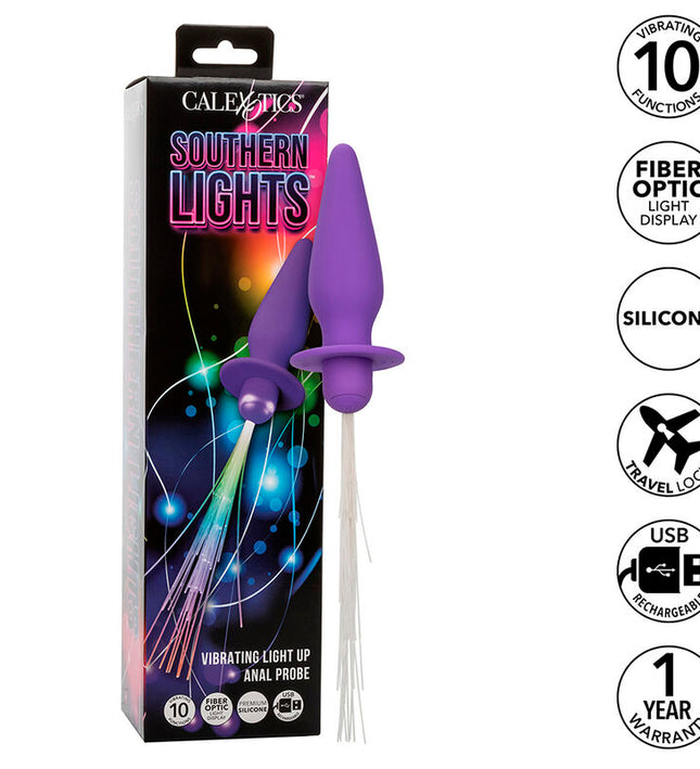 CALEXOTICS - SOUTHERN LIGHTS LIGHT UP ANAL PLUG 10 VIBRATIONS SILICONE PURPLE