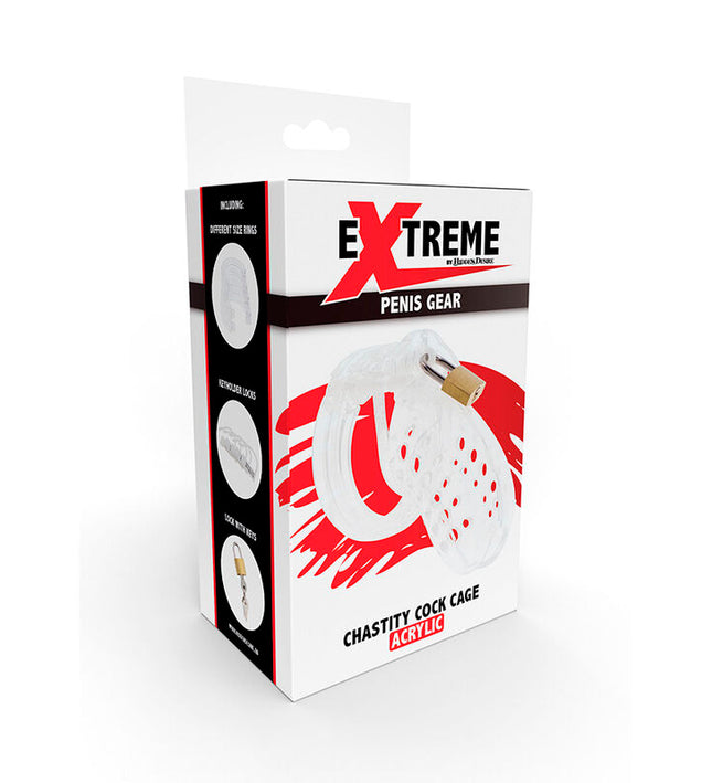 HIDDEN DESIRE - EXTREME CHASTITY COCK CAGE ACRYLIC ADJUSTABLE CLEAR