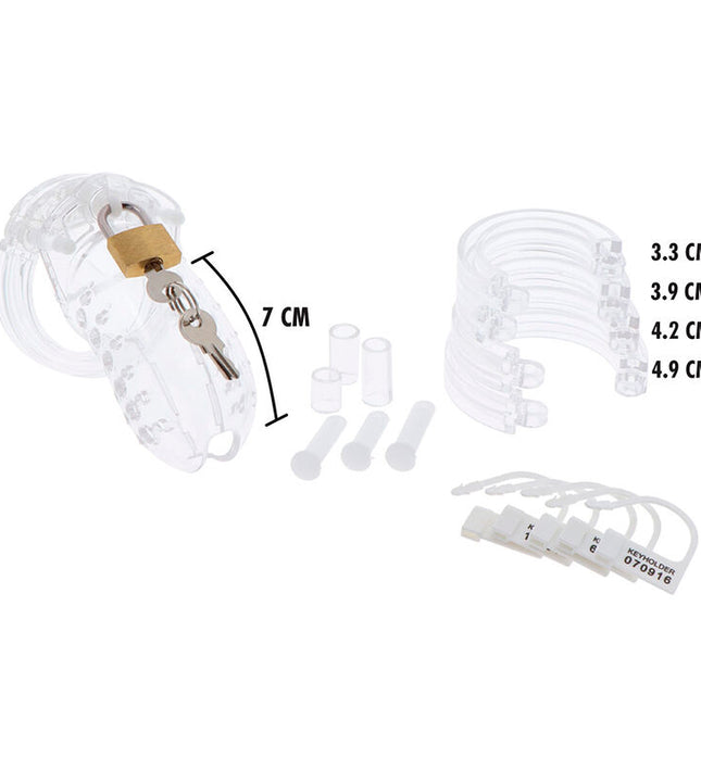 HIDDEN DESIRE - EXTREME CHASTITY COCK CAGE ACRYLIC ADJUSTABLE CLEAR
