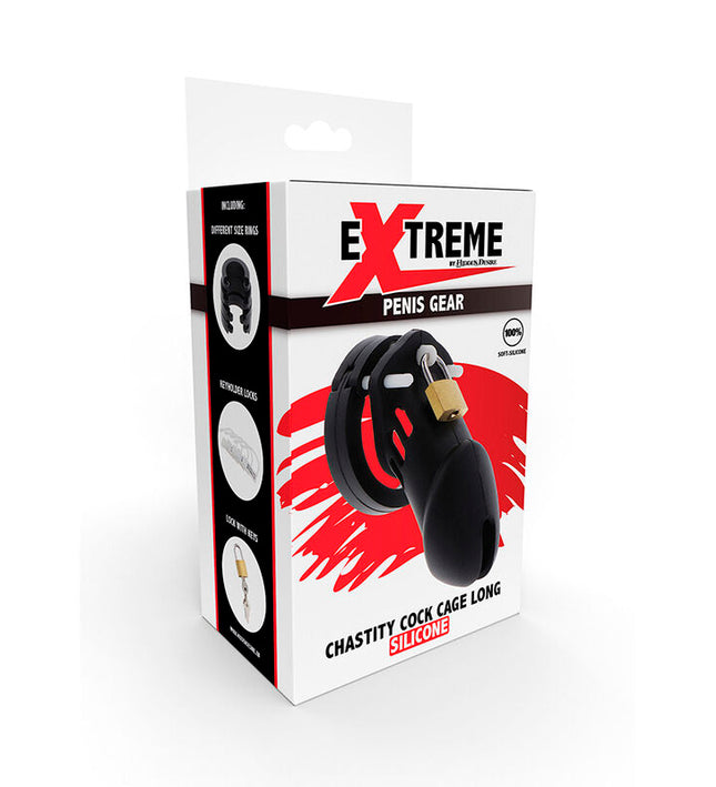 HIDDEN DESIRE - EXTREME CHASTITY COCK CAGE SILICONE SIZE L BLACK