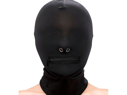 NS NOVELTIES - FETISH & FASHION CLOSED ZIPPERED MOUTH HOOD NYLON BLACK