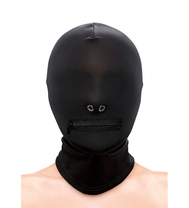 NS NOVELTIES - FETISH & FASHION CLOSED ZIPPERED MOUTH HOOD NYLON BLACK