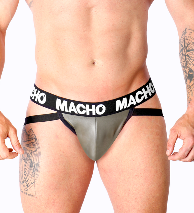 MACHO - MX27GR JOCK LEATHER GRAY BEIGE S