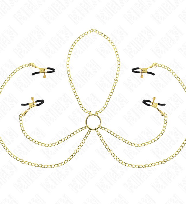 KINK - 4 NIPPLE AND CLIT CLAMPS ADJUSTABLE GOLD
