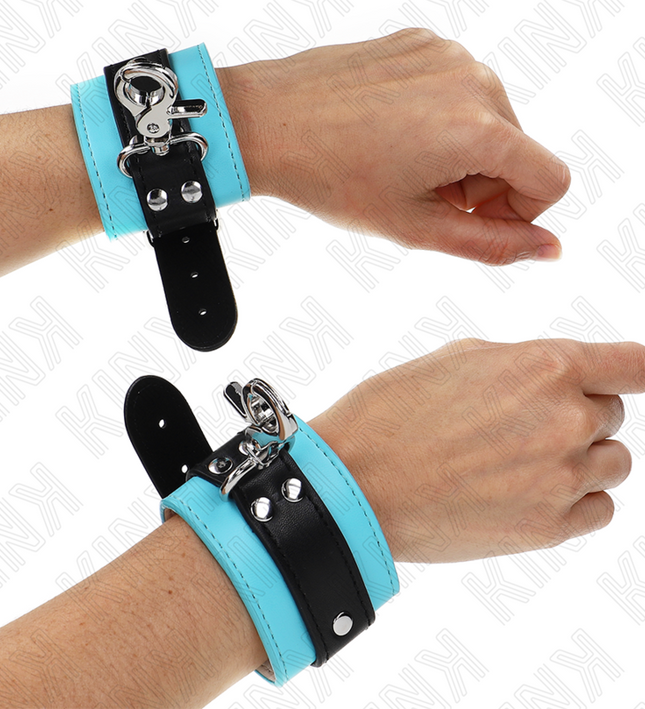 KINK - PREMIUM LOCKABLE WRIST RESTRAINTS BLACK / BLUE ADJUSTABLE 21-28 CM X 5.5 CM