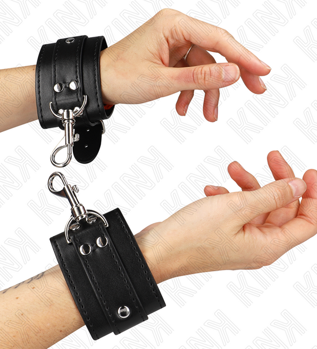 KINK - LOCKABLE DUNGEON WRIST RESTRAINTS BLACK ADJUSTABLE 21-28 CM X 5.5 CM