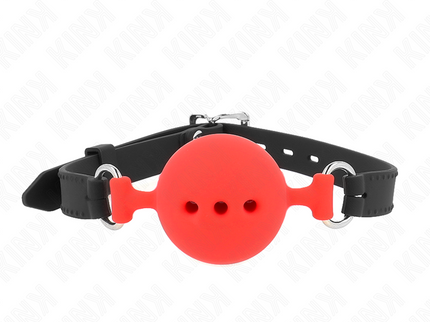 KINK - FULL SILICONE GAG 55 x 2 CM WITH 5 CM BALL SIZE L RED ADJUSTABLE 35-51 CM