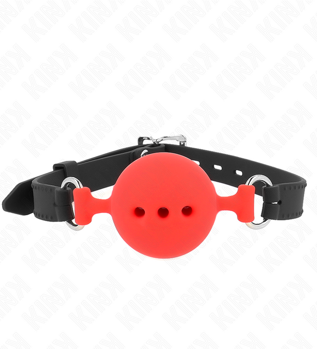 KINK - FULL SILICONE GAG 55 x 2 CM WITH 5 CM BALL SIZE L RED ADJUSTABLE 35-51 CM