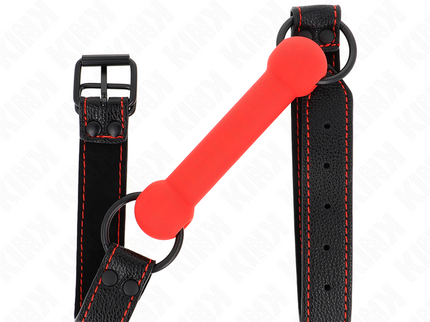 KINK - BONE GAG WITH LEATHERETTE STRAP RED ADJUSTABLE 41-57 CM