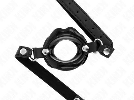 KINK - LIP 8 CM GAG WITH BLACK LEATHERETTE STRAP 63 x 2 CM ADJUSTABLE 39-58 CM