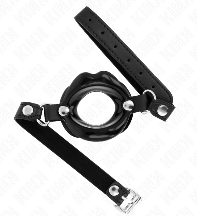 KINK - LIP 8 CM GAG WITH BLACK LEATHERETTE STRAP 63 x 2 CM ADJUSTABLE 39-58 CM