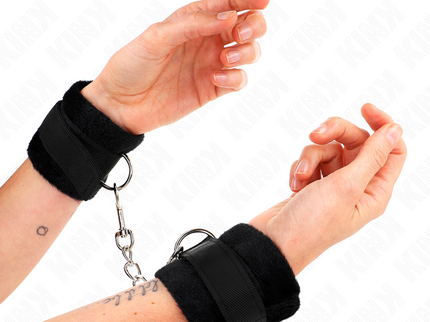 KINK - BEGINNER FUR HAND CUFFS BLACK 30 X 7 CM