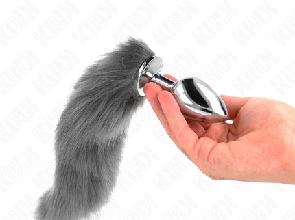 KINK - ANAL PLUG SIZE L 10 X 4 CM WITH SYNTHETIC TAIL 40 CM GREY AND WHITE