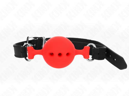 KINK - FULL SILICONE GAG 55 x 2 CM WITH 4.5 CM BALL SIZE M RED ADJUSTABLE 35-51 CM