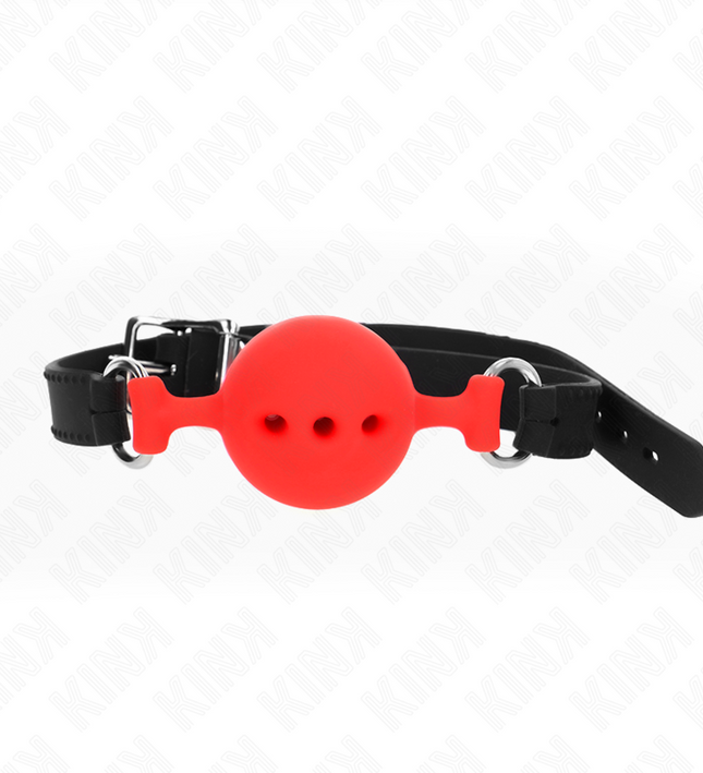 KINK - FULL SILICONE GAG 55 x 2 CM WITH 4.5 CM BALL SIZE M RED ADJUSTABLE 35-51 CM