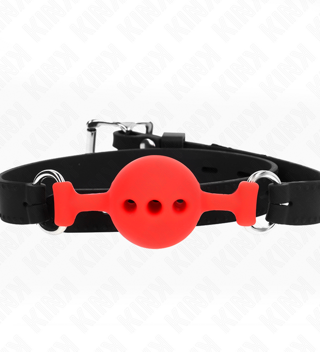KINK - FULL SILICONE GAG 55 x 2 CM WITH 4 CM BALL SIZE S RED ADJUSTABLE 35-51 CM