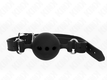KINK - FULL SILICONE GAG 55 x 2 CM WITH 5 CM BALL SIZE L BLACK ADJUSTABLE 35-51 CM