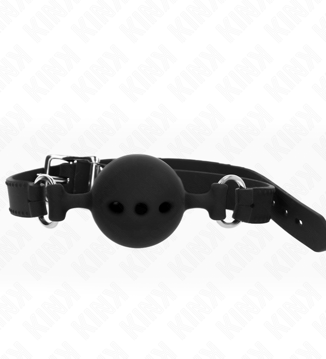 KINK - FULL SILICONE GAG 55 x 2 CM WITH 5 CM BALL SIZE L BLACK ADJUSTABLE 35-51 CM